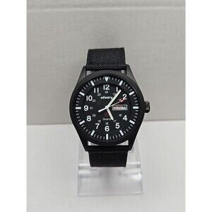 Infantry Military Field Watch Black 24 Hour Day Date Nylon Strap New Battery WR